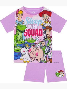 Girls Toy Story Pajama Set Short Sleeve Sleepwear Summer